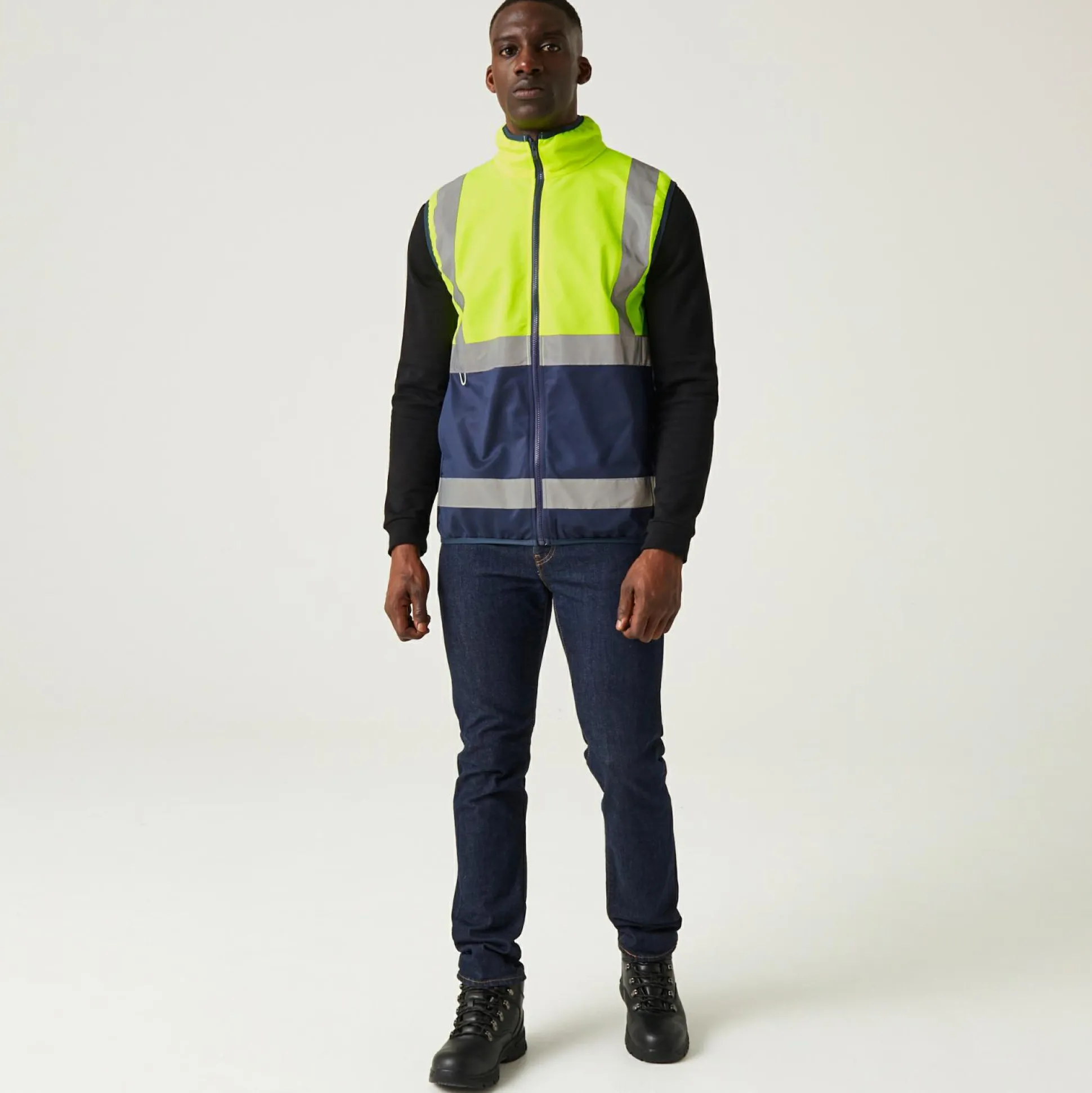 Men's Pro HI-VIS Full Zip Gilet | Yellow Navy
