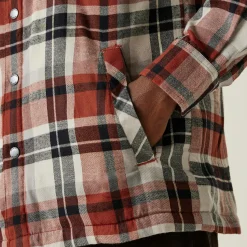 Men's Thamos Long Sleeved Checked Shirt | Burnt Henna Check Storm Grey