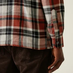 Men's Thamos Long Sleeved Checked Shirt | Burnt Henna Check Storm Grey
