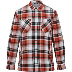 Men's Thamos Long Sleeved Checked Shirt | Burnt Henna Check Storm Grey
