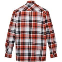 Men's Thamos Long Sleeved Checked Shirt | Burnt Henna Check Storm Grey
