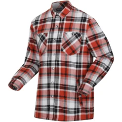 Men's Thamos Long Sleeved Checked Shirt | Burnt Henna Check Storm Grey