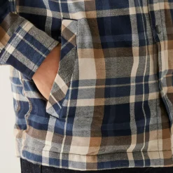 Men's Thamos Long Sleeved Checked Shirt | Navy Gold Sand Check