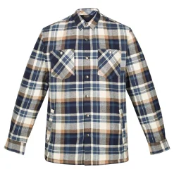 Men's Thamos Long Sleeved Checked Shirt | Navy Gold Sand Check