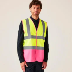Men's Two Tone Hi-Vis Vest | Yellow/Pink