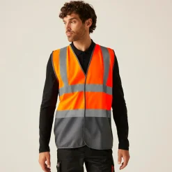 Men's Two Tone Hi-Vis Vest | Orange/Grey