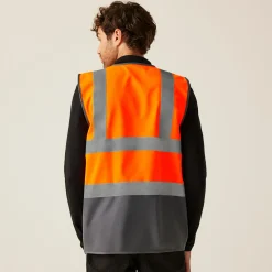 Men's Two Tone Hi-Vis Vest | Orange/Grey