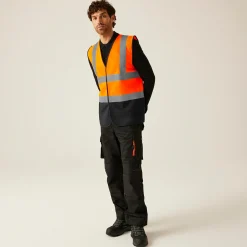 Men's Two Tone Hi-Vis Vest | Orange/Black
