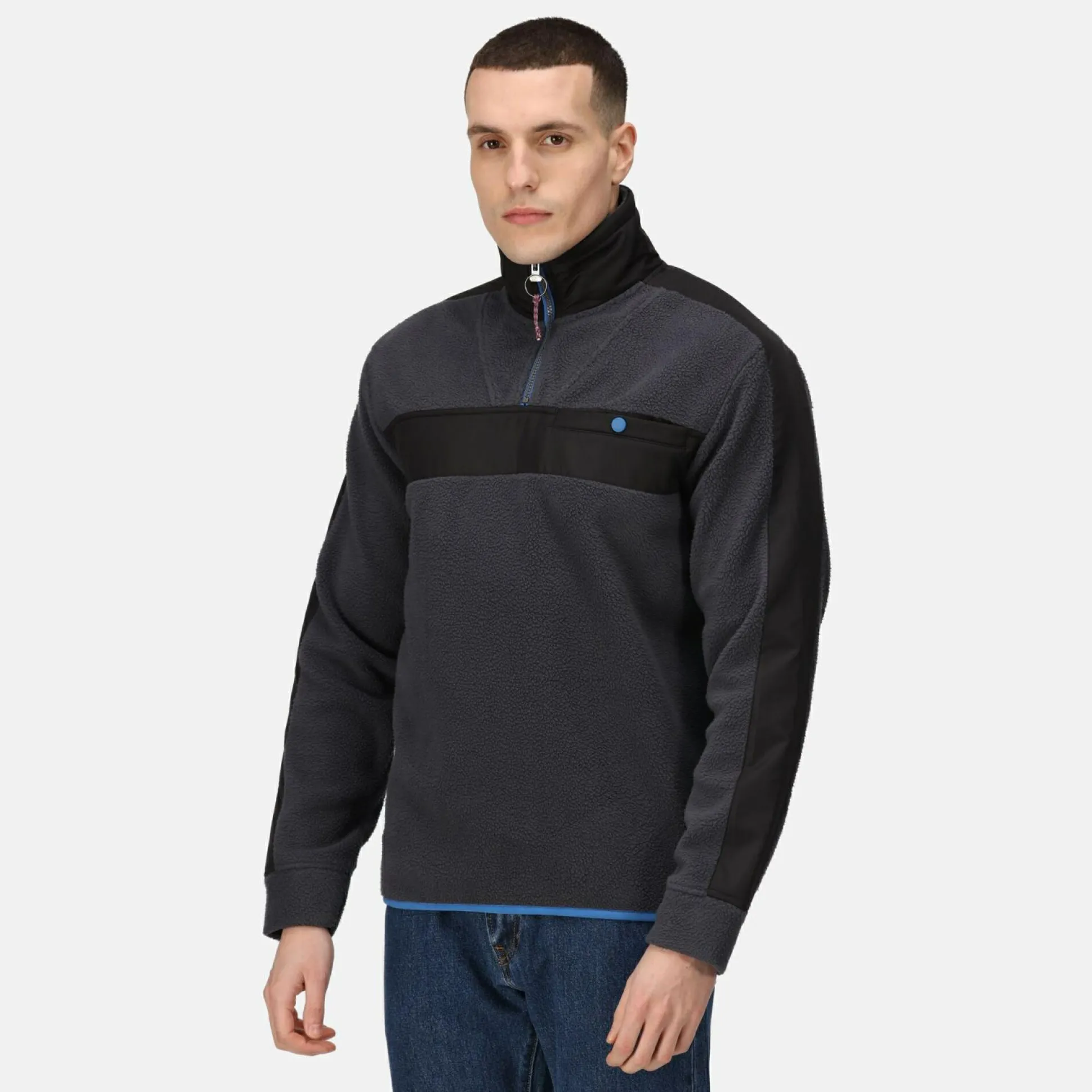 Men's Vintage Fleece Pullover | Seal Grey Black