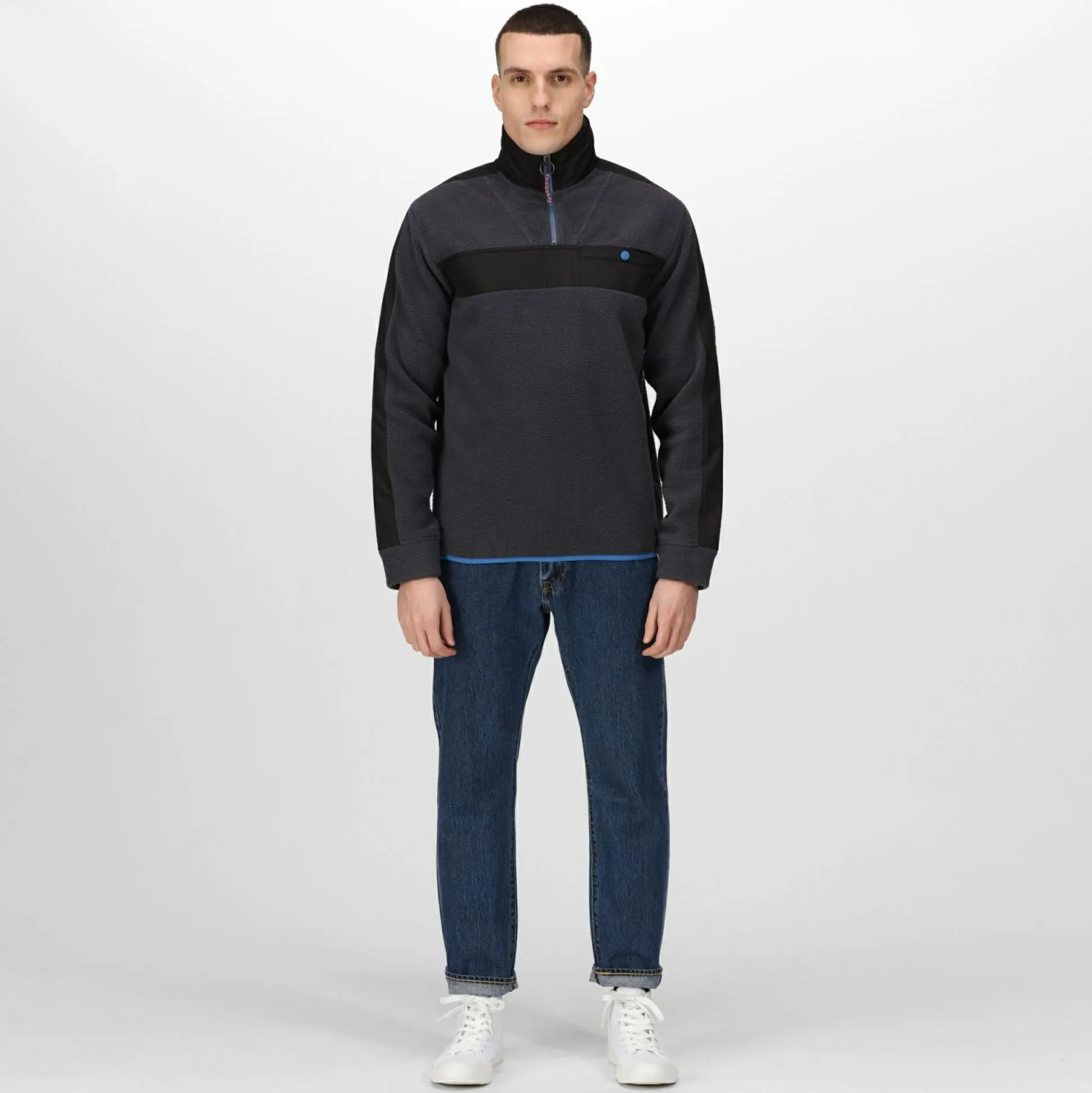 Men's Vintage Fleece Pullover | Seal Grey Black
