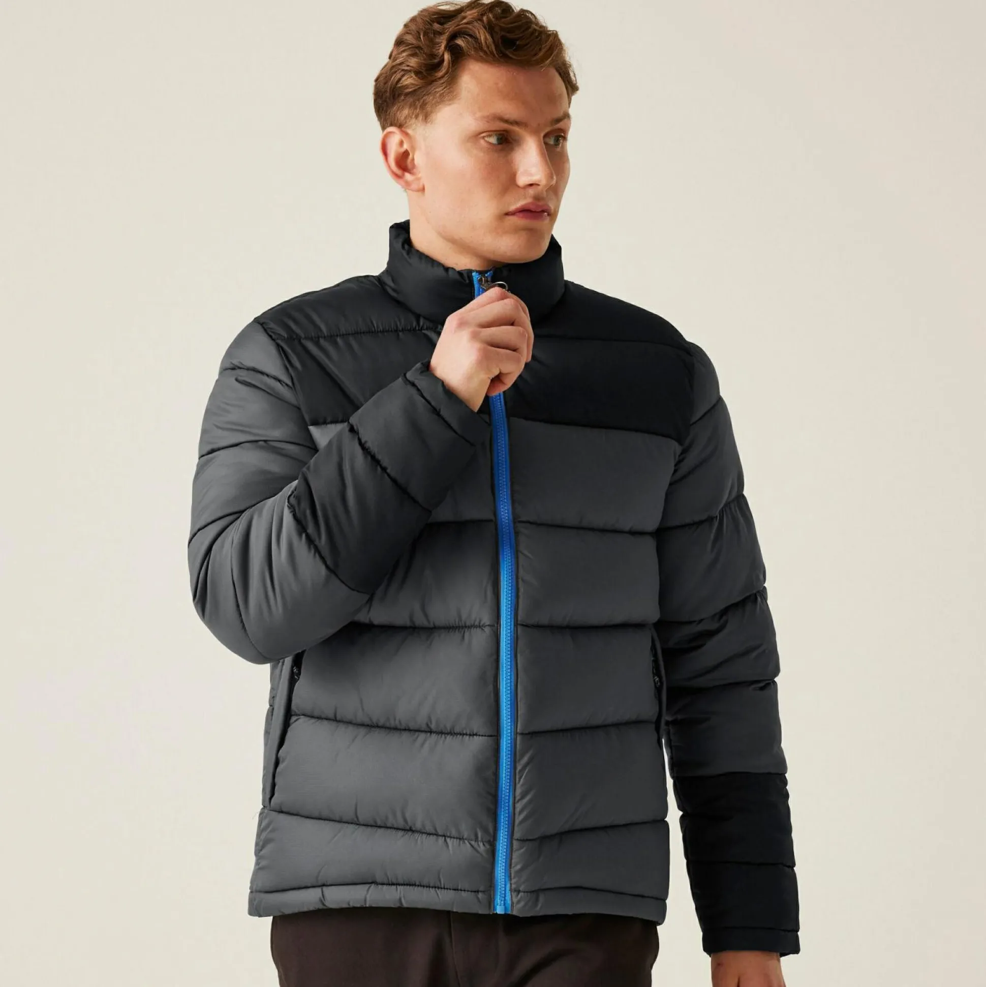 Men's Vintage Puffer Jacket | Seal Grey Black