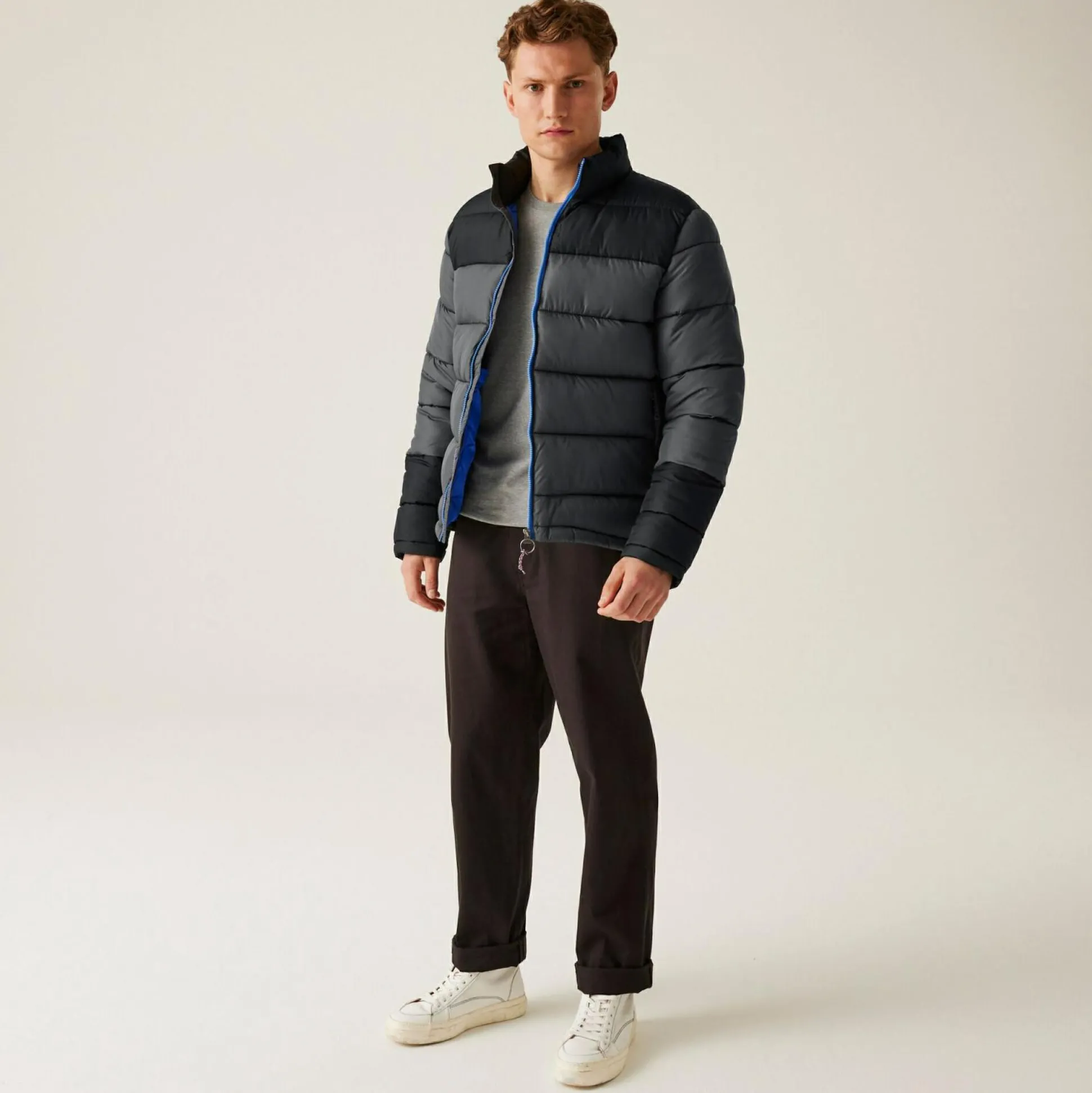 Men's Vintage Puffer Jacket | Seal Grey Black