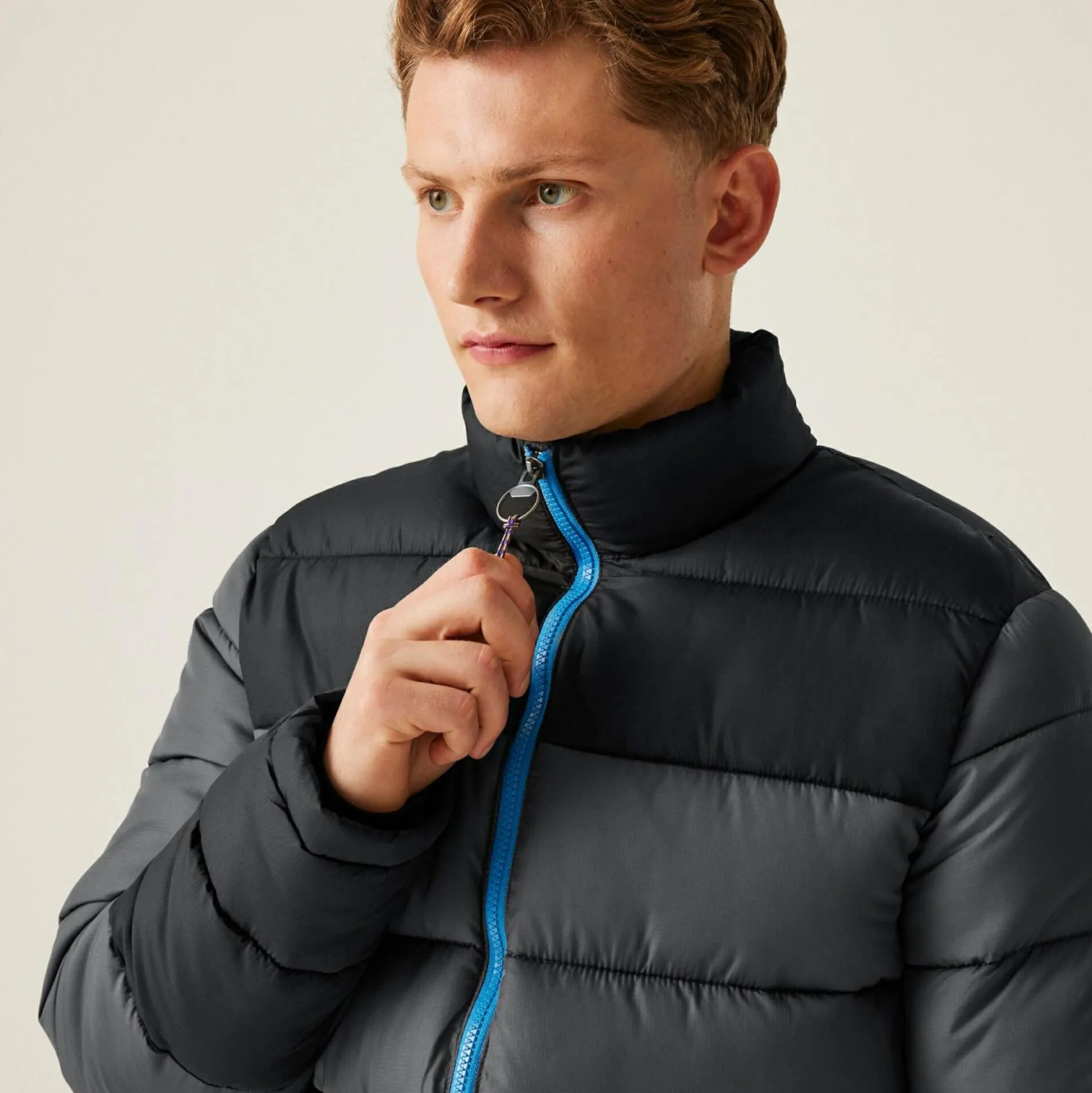 Men's Vintage Puffer Jacket | Seal Grey Black