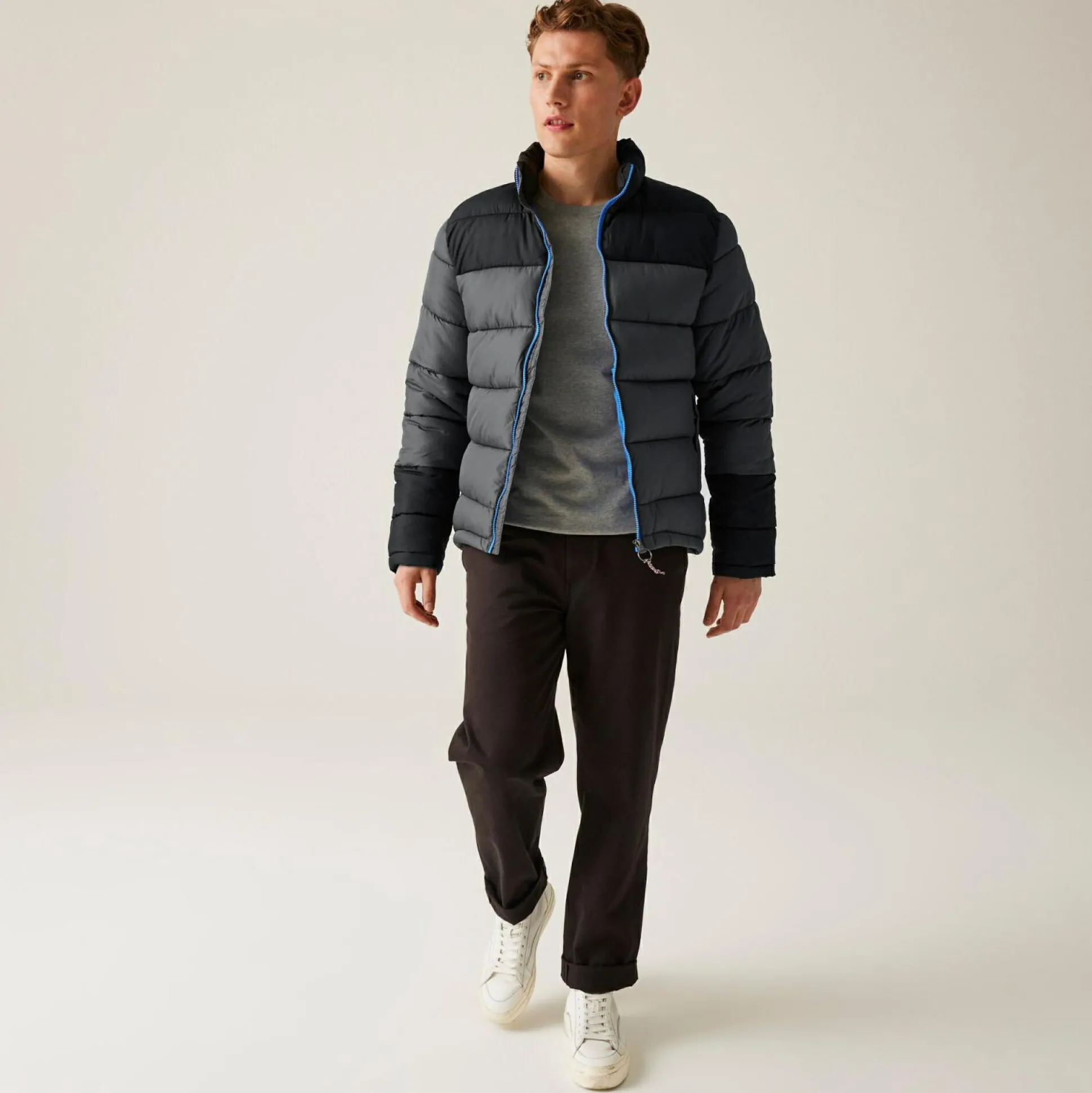 Men's Vintage Puffer Jacket | Seal Grey Black