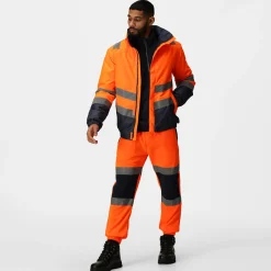 Men's Waterproof Hi-Vis Bomber Jacket | Orange Navy