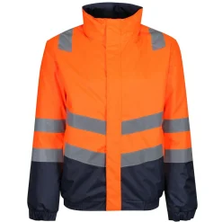 Men's Waterproof Hi-Vis Bomber Jacket | Orange Navy