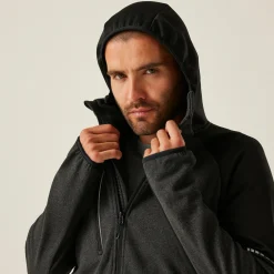 Men's X-Pro Coldspring II Hybrid Full Zip Hooded Fleece  | Grey Marl Black