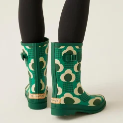 Orla Kiely Quarter Wellies | Rain Cloud Emerald