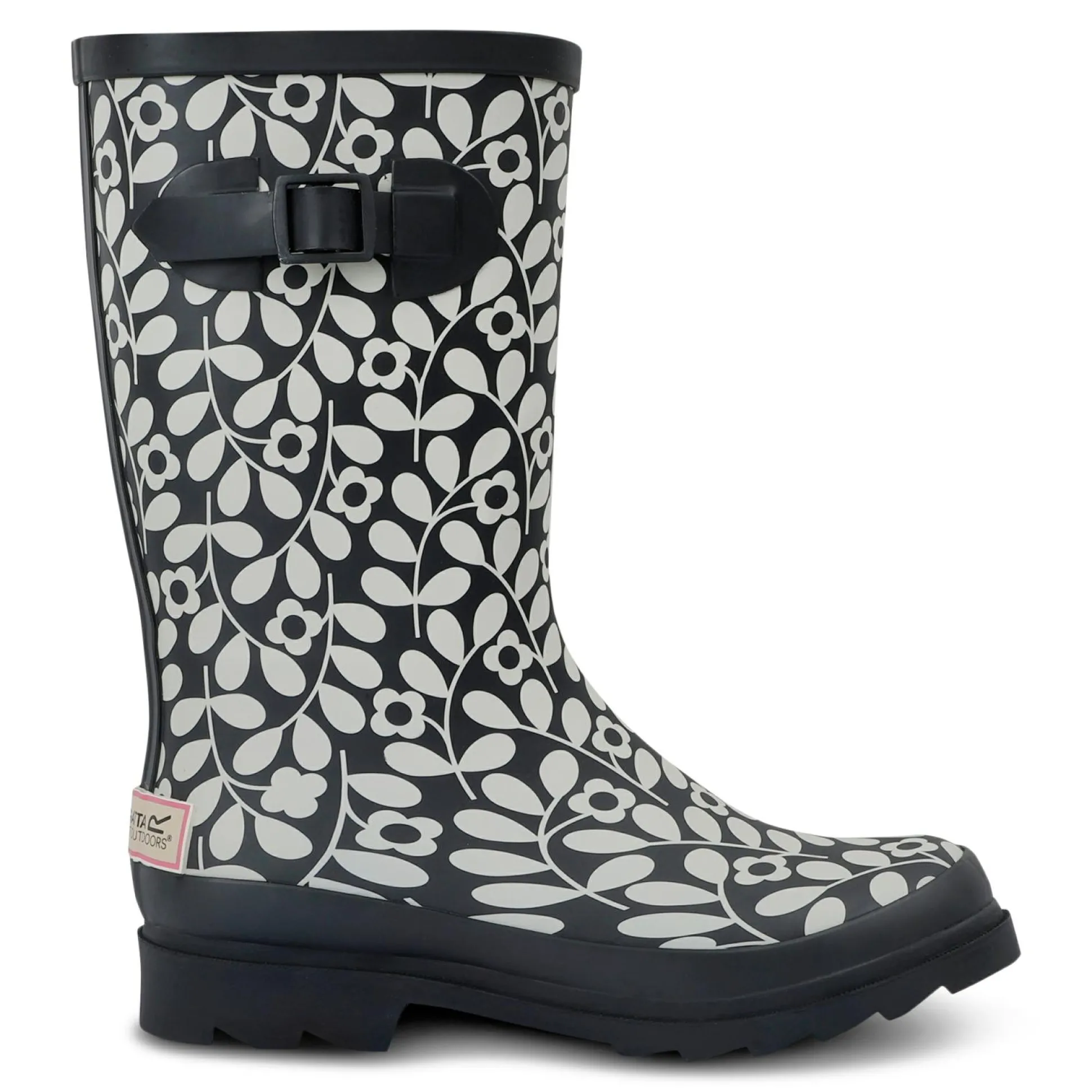 Orla Kiely Quarter Wellies | Jasmine Flower Black