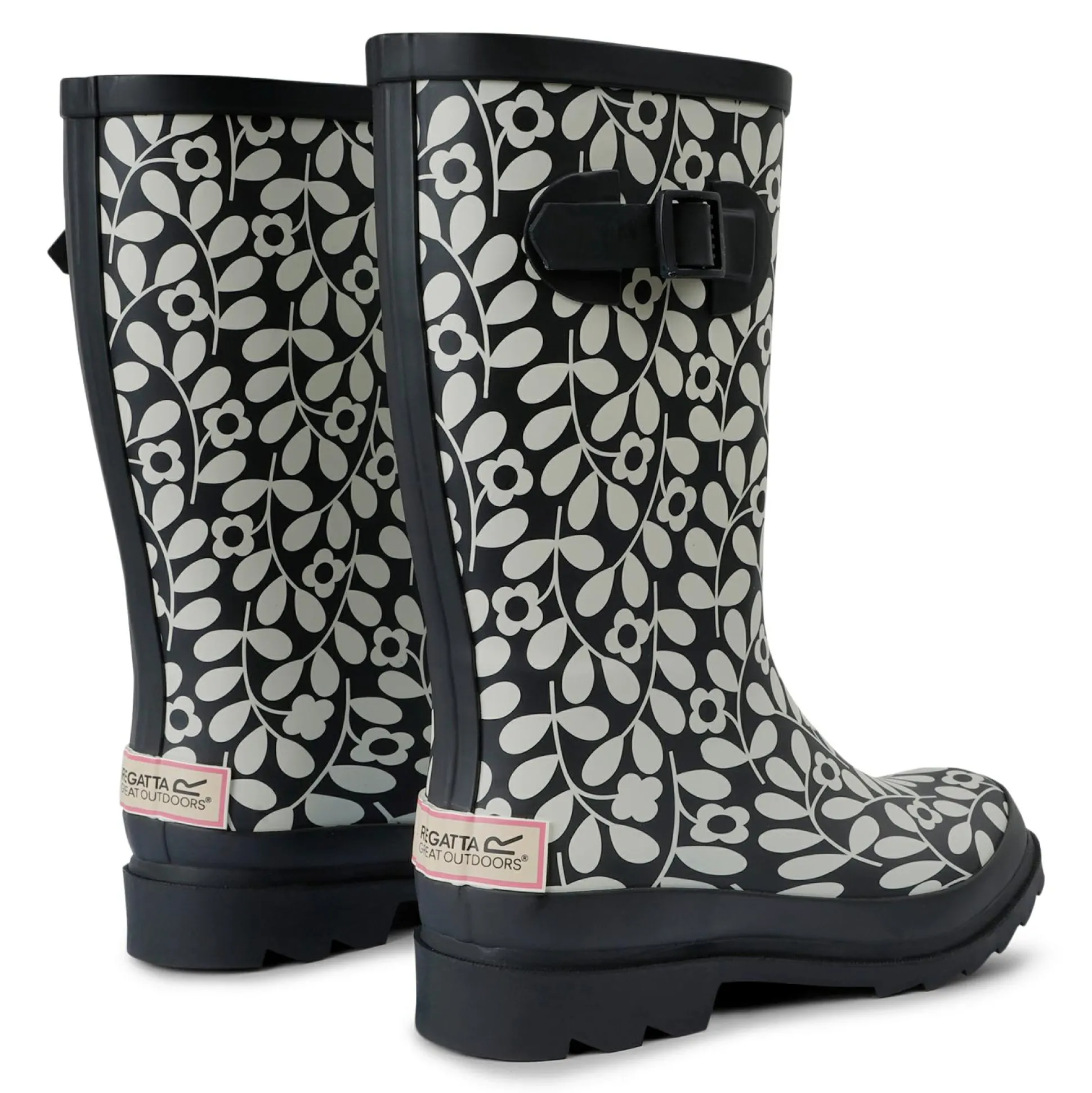 Orla Kiely Quarter Wellies | Jasmine Flower Black