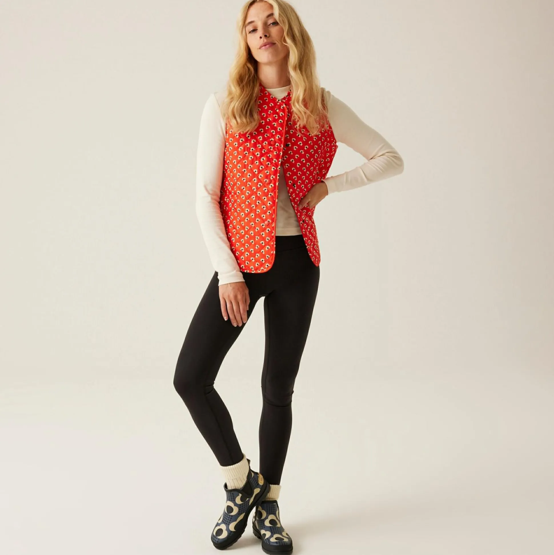 Orla Kiely Quilted Gilet | Clover Red