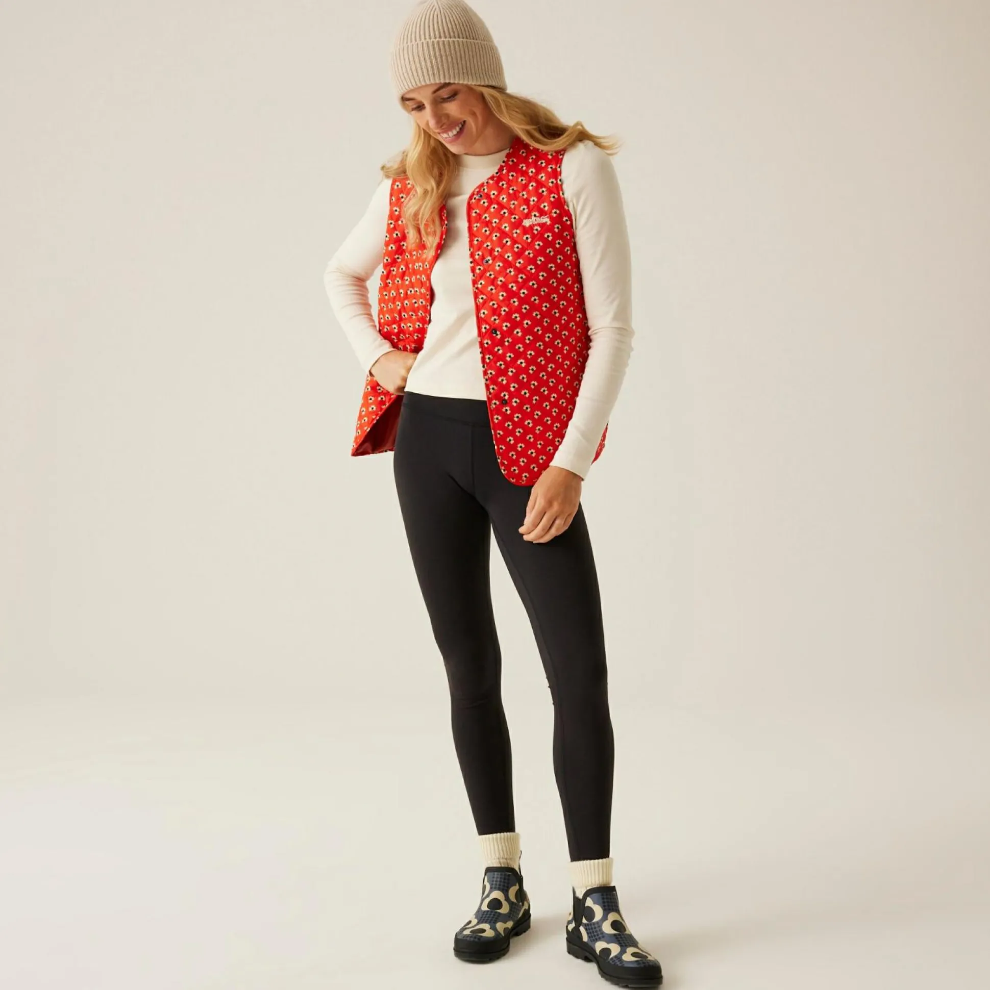 Orla Kiely Quilted Gilet | Clover Red