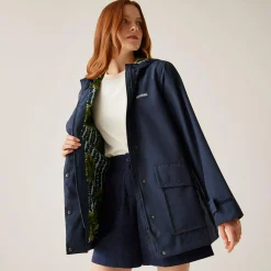 Orla Kiely Swing Waterproof III Jacket | Navy Lotus Olive Lining