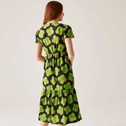 Orla Kiely Tiered Midi Dress | Spinning Flower Navy