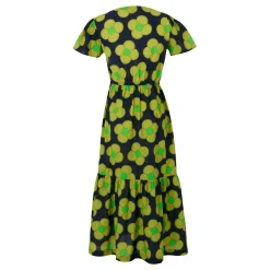 Orla Kiely Tiered Midi Dress | Spinning Flower Navy