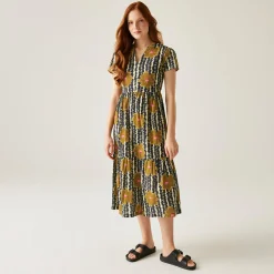 Orla Kiely Tiered Midi Dress | Lotus Yellow
