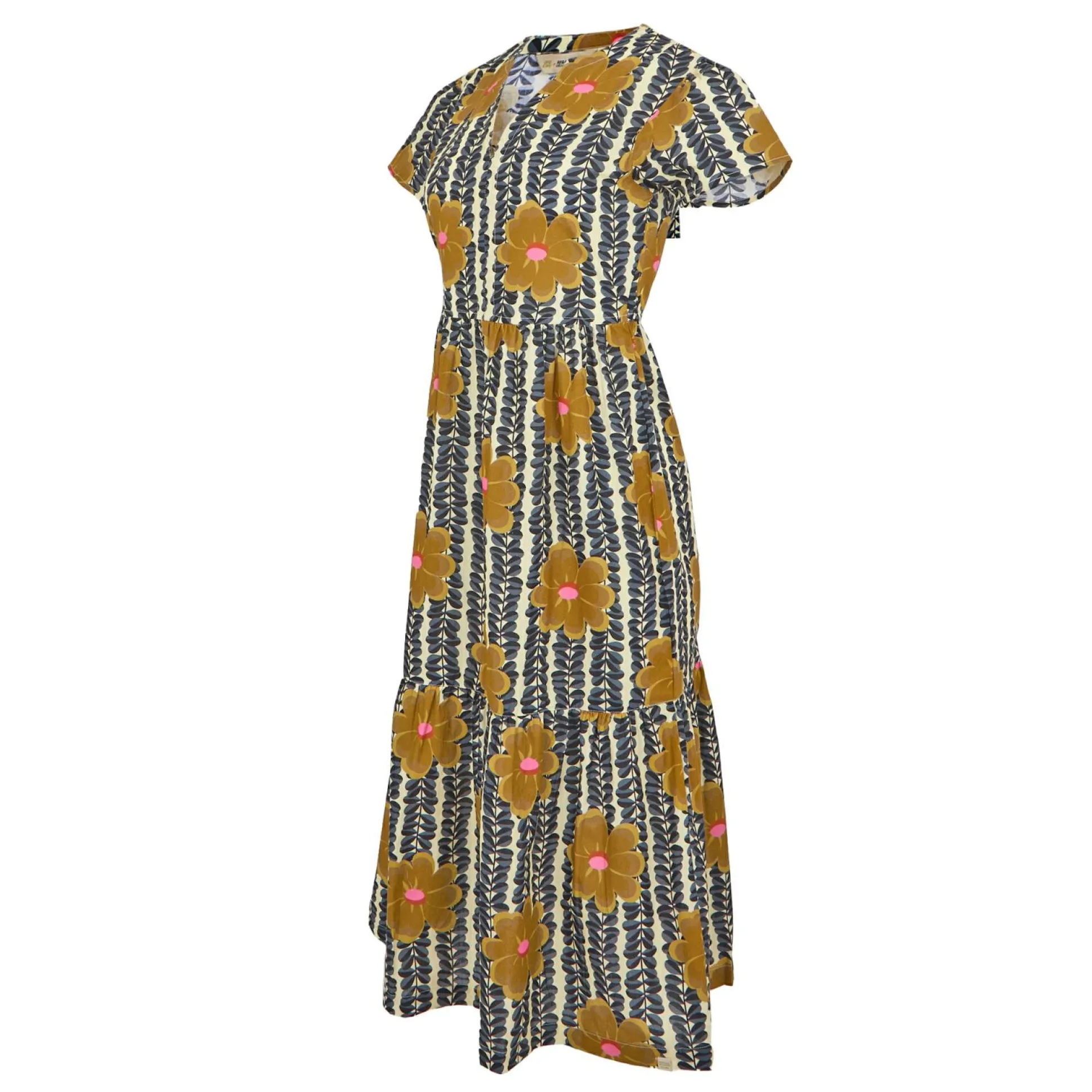 Orla Kiely Tiered Midi Dress | Lotus Yellow