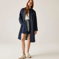Orla Kiely Waterproof Mac II | Navy Jasmine Flower Blue Lining