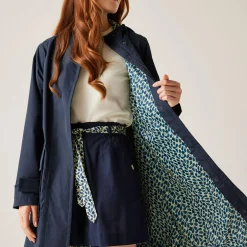 Orla Kiely Waterproof Mac II | Navy Jasmine Flower Blue Lining