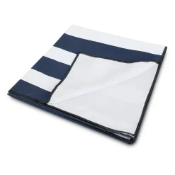 Print Microfibre Beach Towel | White Navy Stripe