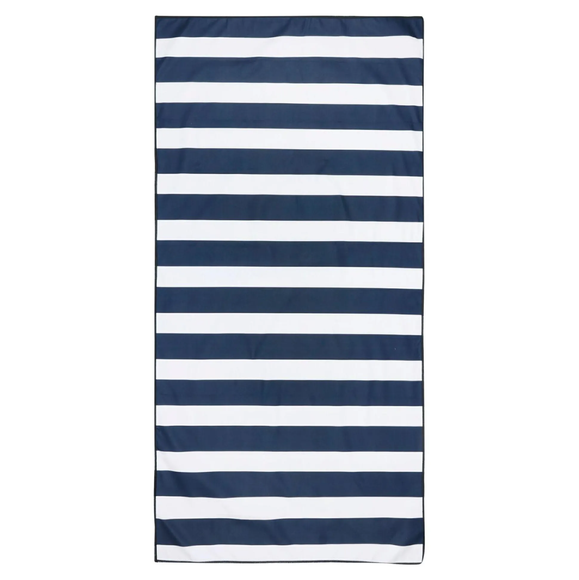 Print Microfibre Beach Towel | White Navy Stripe