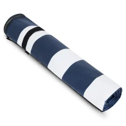 Print Microfibre Beach Towel | White Navy Stripe