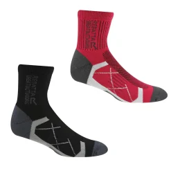Womens 2 Pack Outdoor Active Sock | Black Cherry Pink