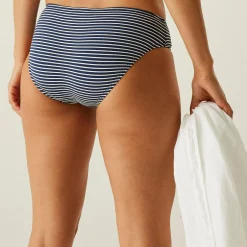 Women's Aceana Bikini Briefs | Navy White Seeksucker Stripe