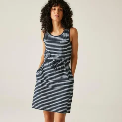 Women's Ariena Casual Dress | Navy White Painterly Stripe