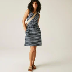 Women's Ariena Casual Dress | Navy White Painterly Stripe