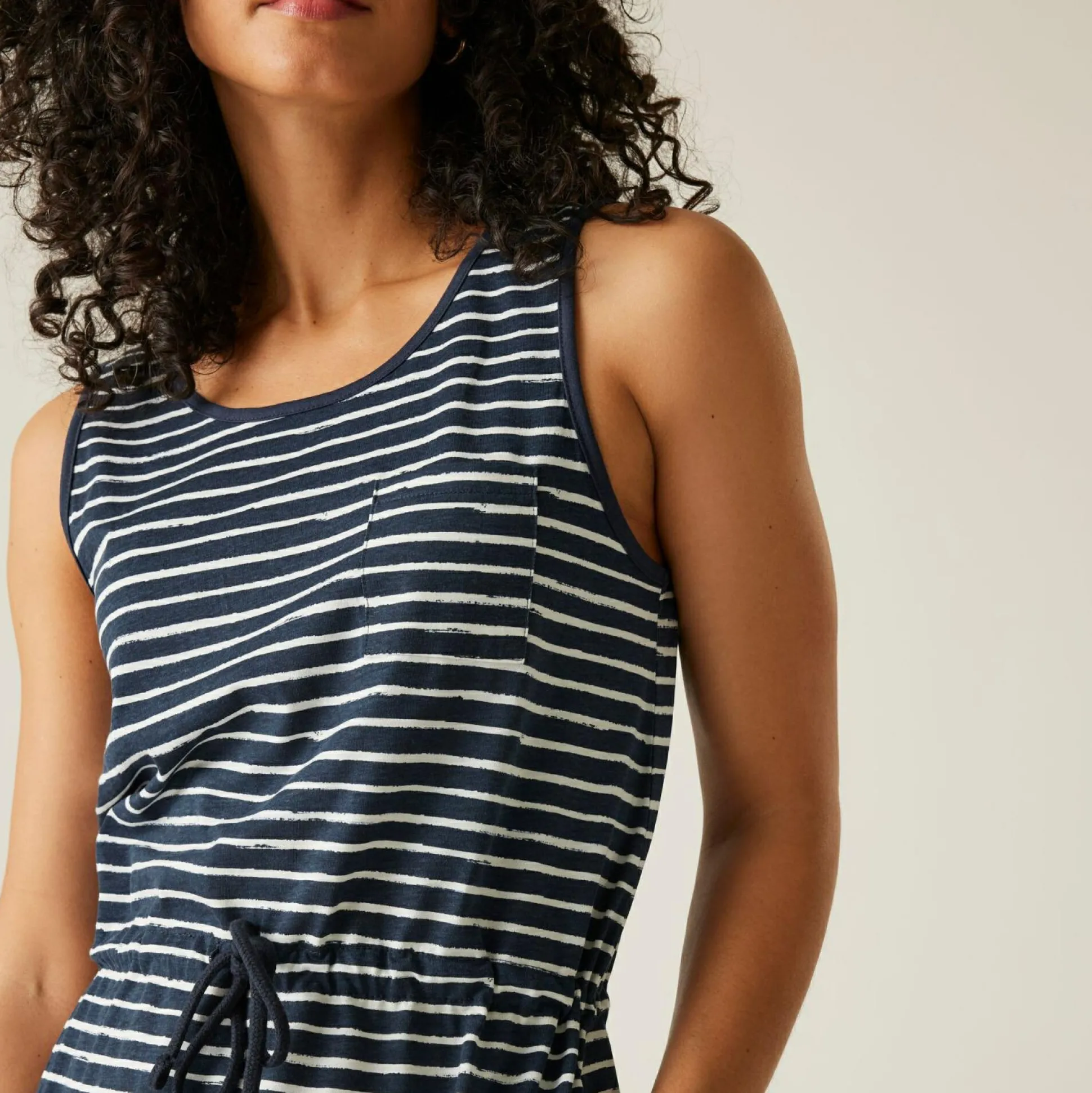 Women's Ariena Casual Dress | Navy White Painterly Stripe