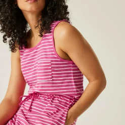 Women's Ariena Casual Dress | Pink Fusion White Painterly Stripe