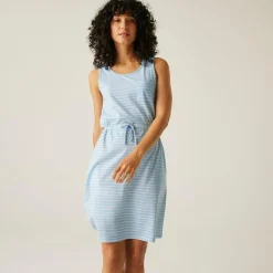 Women's Ariena Casual Dress | Chambray Blue White Painterly Stripe
