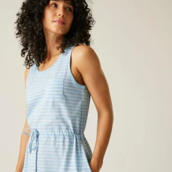 Women's Ariena Casual Dress | Chambray Blue White Painterly Stripe