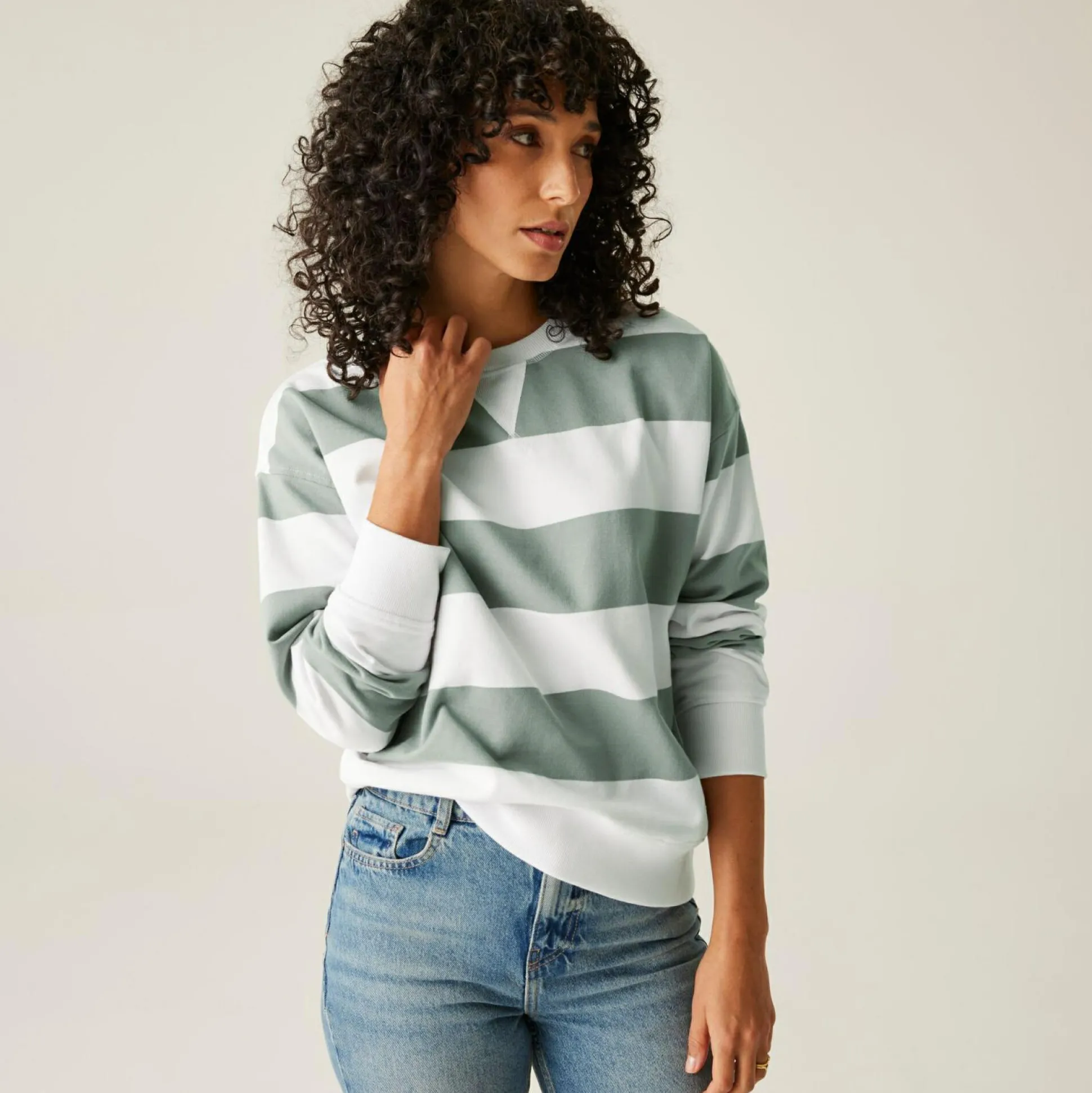 Women's Avika II Crew Neck Jumper | Glacier White Stripe