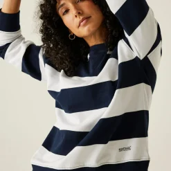 Women's Avika II Crew Neck Jumper | Navy White Stripe