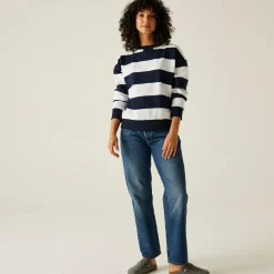 Women's Avika II Crew Neck Jumper | Navy White Stripe