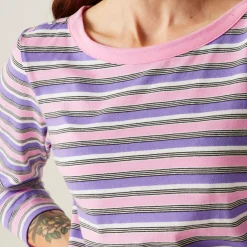Women's Bayletta II 3/4 Sleeve Top  | Soft Pink Multi Stripe