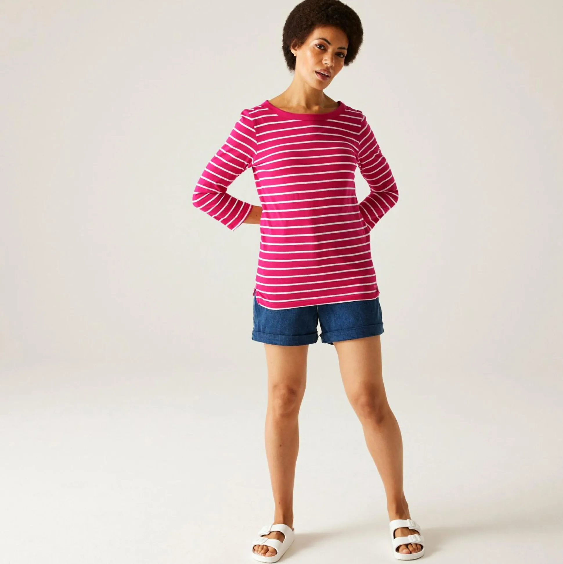 Women's Bayletta II 3/4 Sleeve Top | Pink Fusion White Stripe