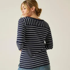 Women's Bayletta II 3/4 Sleeve Top  | Navy White Stripe